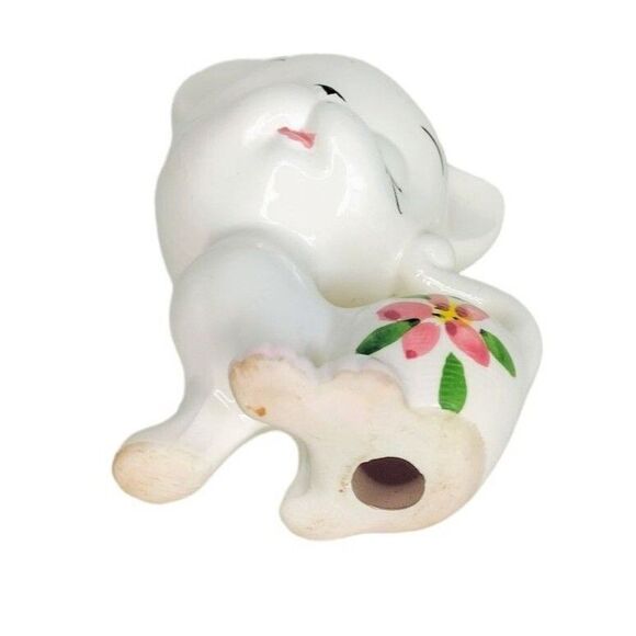 Vintage 40s Japanese Ceramic Kitsch Kawaii Big Eye Kitty Cat Animal Figurines - Picture 7 of 12